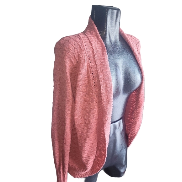 Roxy Pink Open Cardigan with Rounded Hemline XS - Picture 3 of 7